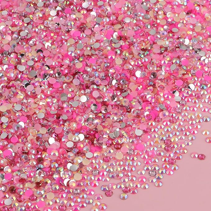4500Pcs Flatback Rhinestones for Crafts, 3mm Pink Crystals Rhinestone, Resin Flatback Glitter Gems Nail Diamonds Rhinestones for Clothes Accessories DIY