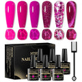 MTSSII Hot Pink Gel Nail Polish and Cat Eye Gel Nail Polish Spring Summer Hot Pink Red Purple Reflective Glitter Gel Polish for DIY Nail Art at Home