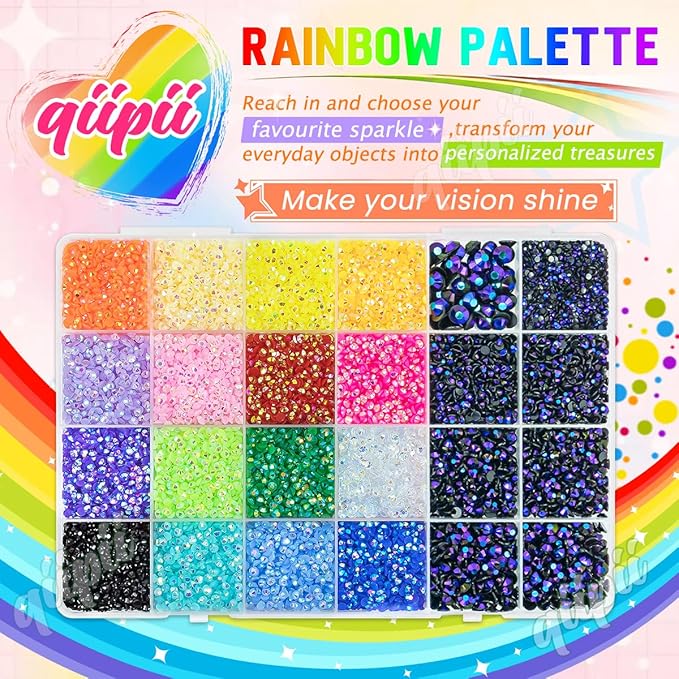 Black Violet AB Resin Rhinestones w B7000 Glue for Crafting Bedazzling 2mm-6mm Flatback Colorful Jelly Stones Diamonds Gems Bedazzler Kit for Nails Face Eyes Makeup Tumblers Bottles DIY Crafts