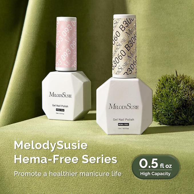 MelodySusie Hema Free Gel Nail Polish, 0.5 Fl Oz Thick Golden Glitter Gel Polish, Non-Toxic, Long Lasting, Soak Off UV Nail Polish, Manicure Nail Design Salon DIY Nail Art at Home B3060