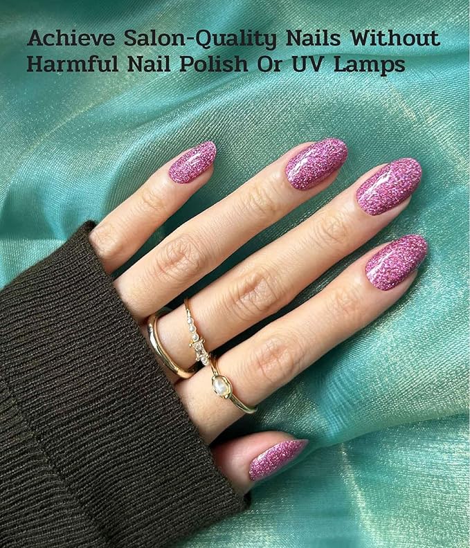 Nail Polish Strips (No UV Lamp Needed) - 22 Pcs Salon Quality Gel Nail Stickers - Long Lasting Wraps (Cherry ICY)