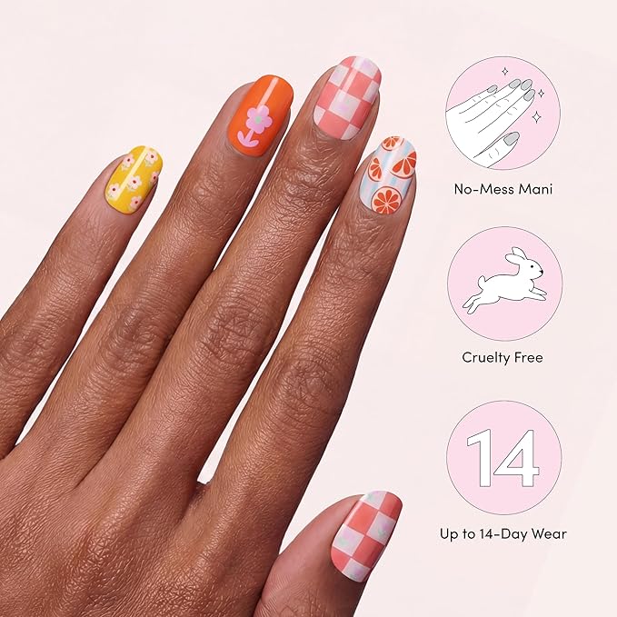 Dashing Diva Glaze Nail Strip Set - Buda-Zest - Long Lasting, Chip Resistant, Semi-Cured Gel Nail Strips - Summer Gel Set - 4-Piece Manicure Kit with 32 Strips