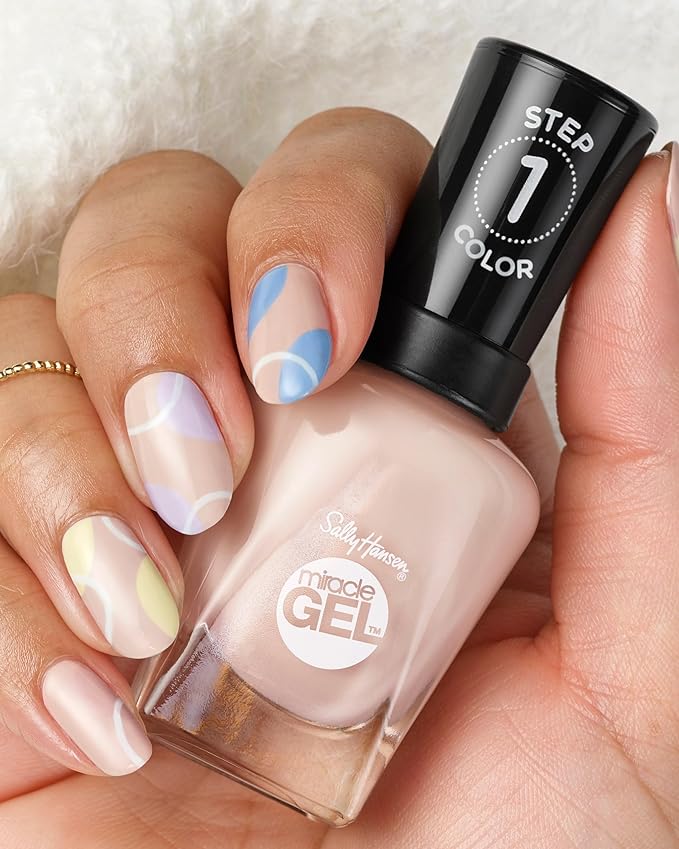 Sally Hansen Miracle Gel Salon Quality Nail Polish | Gel-Like Formula, Two-Step System, No UV Light Needed, Long Lasting | Sheer | 187 Sheer Happiness | Translucent Pale Pink Nail Polish