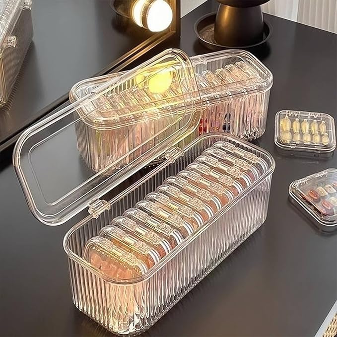 Press On Nail Organizer Box Kit,15 PCS Clear Press On Nail Storage Boxes and 1 Large Container Box,60pcs Adhesive Tape, Fake Nail Organizer Display Case Press On Nail Packaging for Home Nail Salon Use