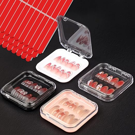 Qenk 12 Sheets Double Sided Tape for Nails, Nail Tape for Press on Nails, Double Sided Nail Tape for Nail Art Display Salon Supplies (Style-Red)
