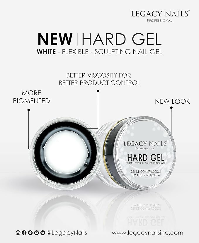 Legacy Nails Hard Builder Gel - Sculpt And Build Nail Extensions - Improve Damaged or Weak Nails - Lightweight, Strong and Long-wear - Professional Quality (White)