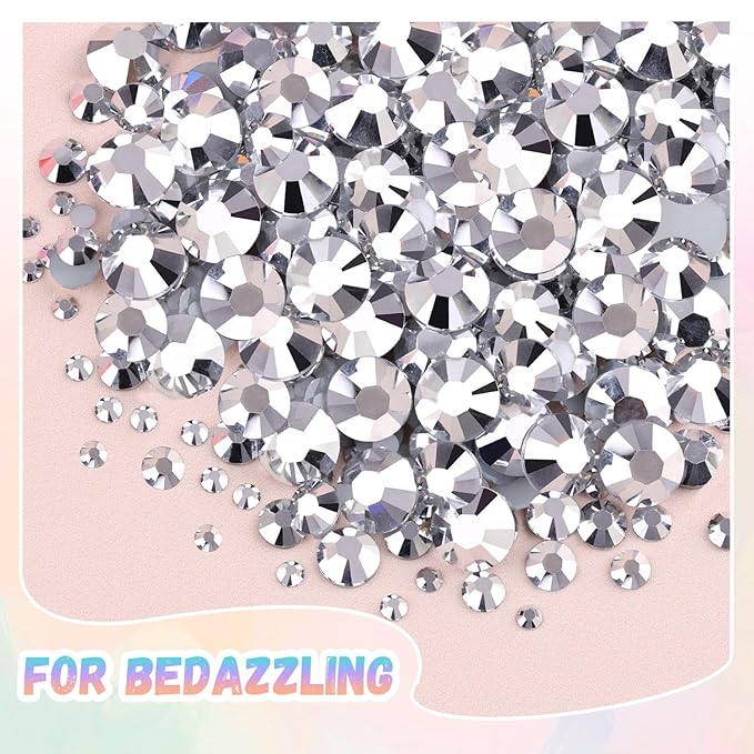 30000Pcs Resin Rhinestones for Bedazzling with 3Pcs B7000 Jewelry Glue, Silver Flatback Gems Rhinestones for Crafting, Clothing Tumblers Mugs Shoes Fabric Decor Nail Art