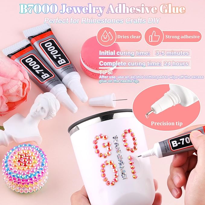 30000Pcs Resin Rhinestones for Bedazzling with B7000 Jewelry Glue, Red AB Flatback Gems Rhinestones for Crafting, Clothing Tumblers Mugs Shoes Fabric Decor Nail Art