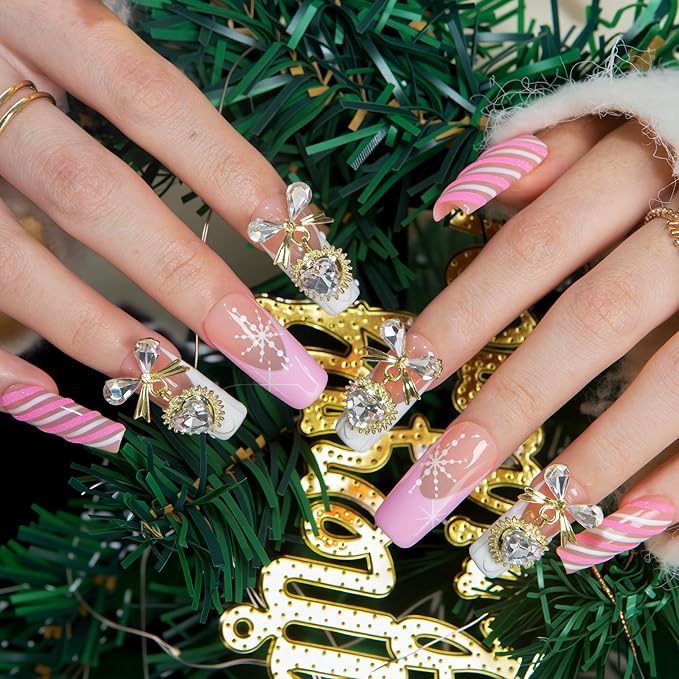 LOVFUL Short French Tip Press on Nails Pink Frost | Handmade Acrylic Press ons| Reusable Fake False Nails | Square Classic Regular 1.3in | H676-M
