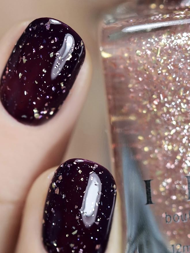 ILNP Love Triangle - Metallic Silver, Gold, and Rose Flakie Topper Nail Polish, Chip Resistant, 7-Free, Non-Toxic, Vegan, Cruelty Free, 12ml