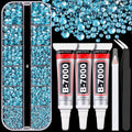 Resin Rhinestones for Crafting with B7000 Jewelry Glue, 1 Box Indicolite Flatback Crystals with 3Pcs 10ml Glue for Bedazzling Crafts DIY Nail Art Makeup，Non Hotfix Gems for Clothing Shoes