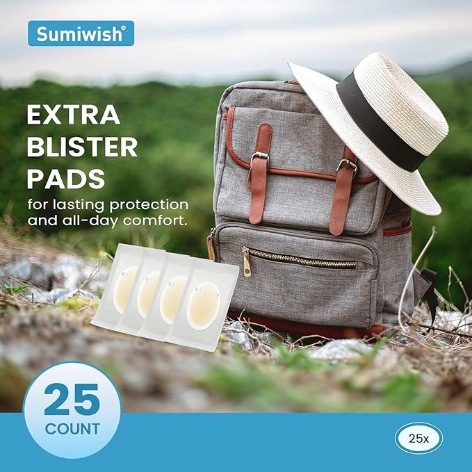 Sumiwish Blister Bandages - 25 ct - Hydrocolloid Pads for Faster Healing - Waterproof, Durable & Grab-N-Go Design - for Toes, Heels & Fingers(Variety Pack)