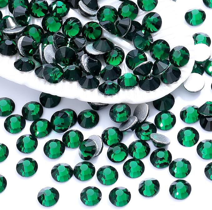 Malachite Green Flatback Rhinestones, Glass Rhinestones for Nail Art and Craft, Glue Fix, Loose Crystal Gemstones(Green, SS20, 1440pcs, 4.6-4.8mm)