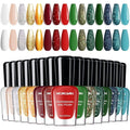 Morovan Christmas Nail Polish Set: 2025 Glitter Gifts Ideas Red Green Gold Silver Fingernail Polish Kit Winter Quick Dry Regular Nail Polish Pack Manicure for Women Girls Holiday Party