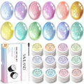 SAVILAND Glitter Gel Nail Polish Set: Jelly 2026 60ml 12 Colors Crystal Shiny Gloss Light Pink Gel Polish Art Pen Spring Magnetic Gel Polish Glitter Nail Polish Gifts Home Manicure DIY
