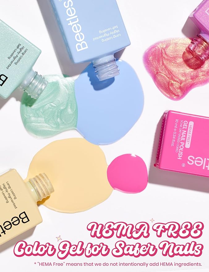 Beetles Spring Gel Polish Set - Dessert Feast 30 Colors Hema-Free Glitter Jelly Nude Pink White Yellow Green Pastel Colors Polish with Base Top Coat Swatch Card Uv LED Lamp Gel Gifts for Women
