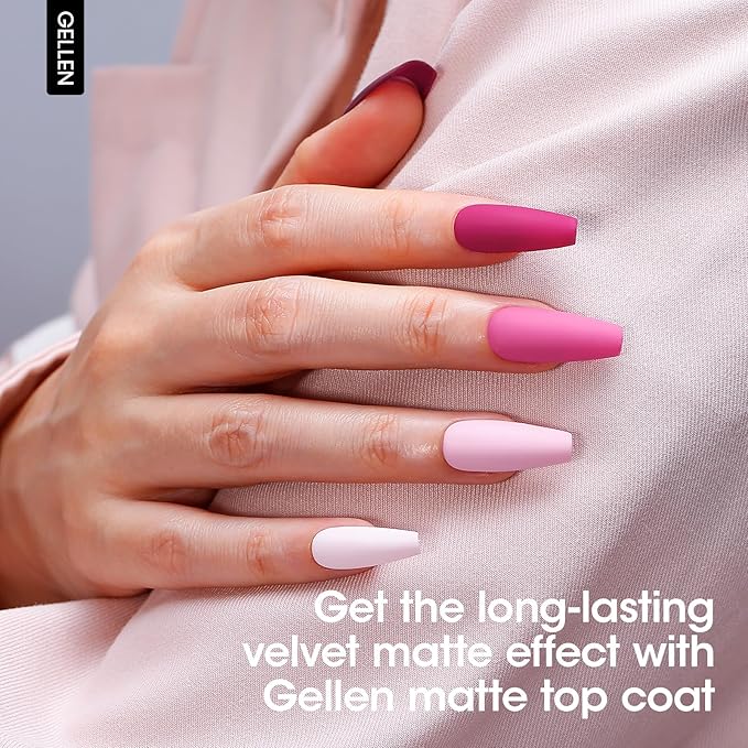 GELLEN Matte Top Coat Gel Nail Polish, 18ml Matte No Wipe Top Coat Soak Off Nail Lamp Gel, Seals in Color, Prevent Scratches or Chipping, Long Lasting DIY Home Nail Salon