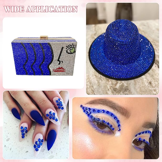 3000PCS SS8/2.5mm Crystal Rhinestones (Blue/Sapphire), Bedazzling Flatback Glass Rhinestones for Crafting, Gems Diomand Charm for Tumbler Shoes Clothing Mugs Nail Art