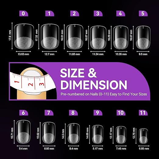 Gelike ec Nail Tips: XS Soft Gel Tips Square Shaped Full Cover Gel Nails Pre Etched - PMMA Resin Clear Strong False Press on Nails 120PCS 12 Sizes, Extra Short Square