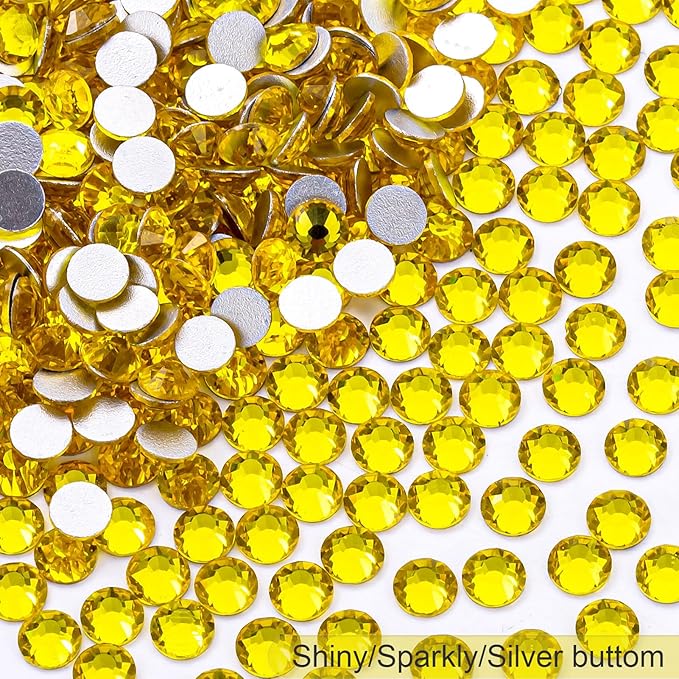 Flatback Rhinestones Bulk, 14400PCS Citrine Rhinestones for Clothes DIY Decoration Crafts, Citrine, SS16, 3.8-4.0mm
