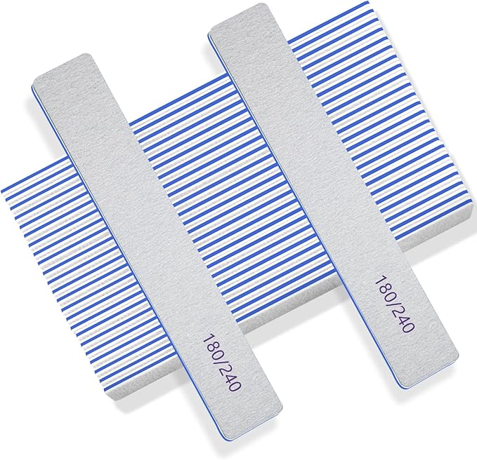 50pcs Nail Files 180/240 Grit - Professional Double Sided Emery Boards for Natural Nails