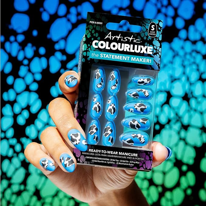 Artistic Colourluxe Press-On Tips - Kit Colourluxe Press-On Tips - Kits Nails - 30 Nails (Peek-A-Moo!, Kit)
