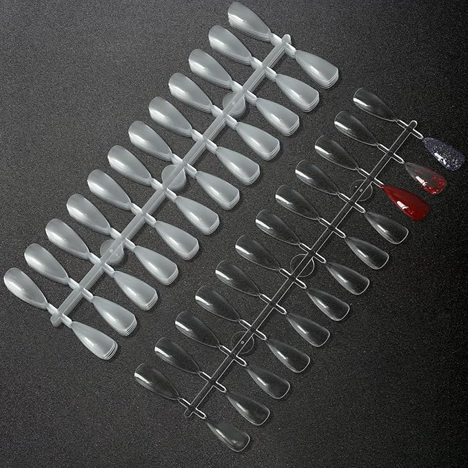 480PCS Nail Color Display Tips,Almond Shaped Premium Acrylic False Nail Tips for Gel & Regular Polish, Durable, Easy to Color – Perfect for Nail Practice & Professional Use(Clear)