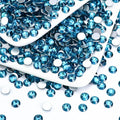 1440PCS SS6 Crystal Glass Flatback Rhinestones, Round Flat Back Crystal Gems for Nail Art and Craft Clothes, Glue Fix Diamond Stones Blue Zircon/Peacock Blue (1.9-2.0mm)