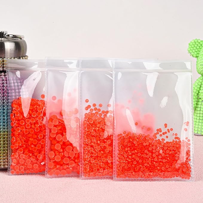 Blinginbox Flatback Rhinestones Round Gems, 1440pcs Luminous Series Glass Stones Neon Gems Non Hotfix Crystal Rhinestones for Nail Charms Crafts Clothes Tumblers,New Orange Red Neon,SS16.