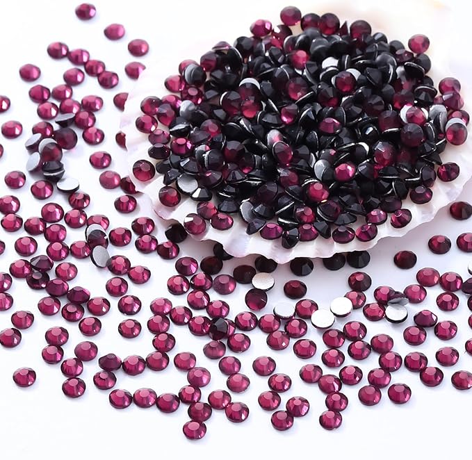 Purple Flatback Rhinestones, Glass Rhinestones for Nail Art and Craft, Glue Fix, Loose Crystal Gemstones(Purple, SS10, 1440pcs, 2.7-2.8mm)