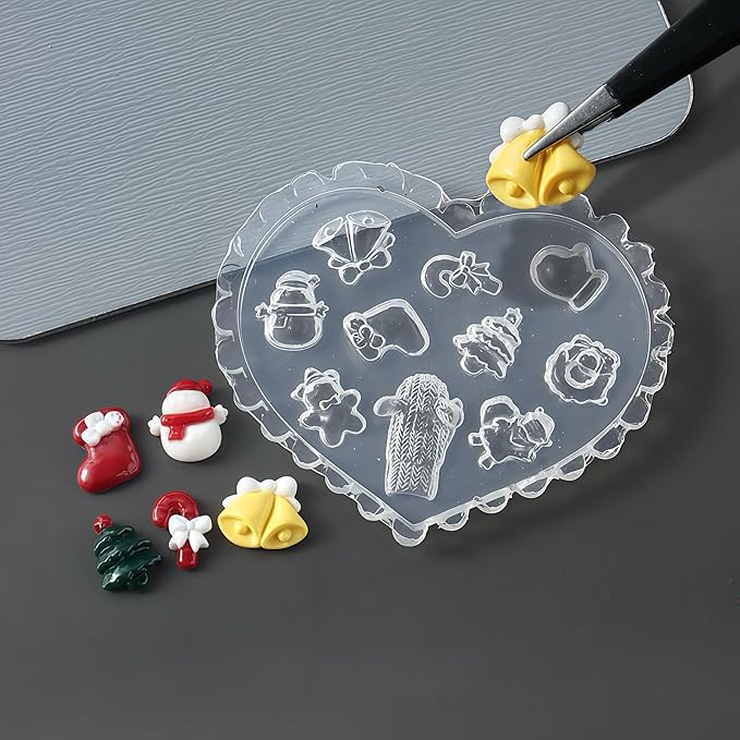 4 Pcs Christmas Silicone Nail Art Molds for Women Resin Nail Design