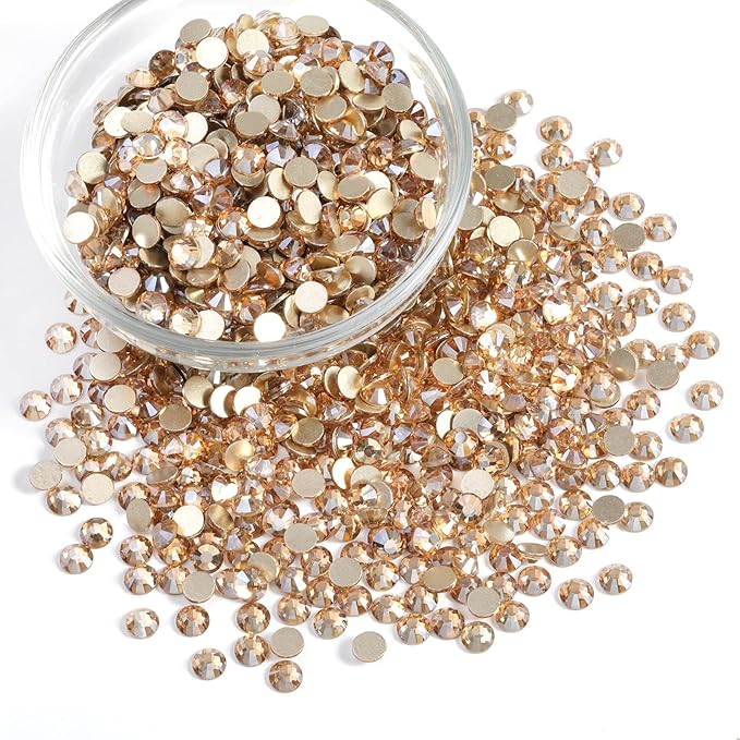 Beadsland Flatback Rhinestones Bulk,14400pcs Gold Rhinestones for Nails Crafts Clothes DIY Decoration, Golden Shadow, SS16, 3.8-4.0mm