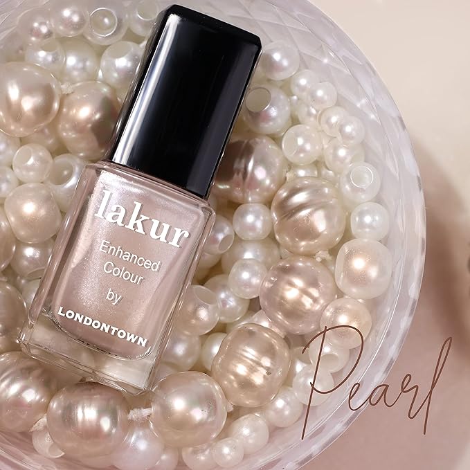 LONDONTOWN lakur Nail Polish - Chip-Resistant, Non-Toxic, Conditions & Hydrates Nails | Shimmery Shimmery Champagne, Pearl, .40 fl oz