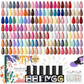 phoenixy 50 Pcs Gel Nail Polish Set, 42 Colors Nail Polish with 2 Base Coat & 4 Effects Top Coat Red Brown Colors Gel Polish Kit Nail Starter Set Christmas Gifts for Women Girls