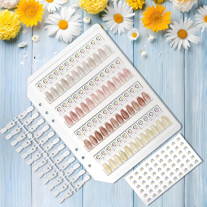 Acrylic Magnetic Nail Color Book Inside Page & Magnetic Nail tips,Durable, Easy to Color,Perfect for Nail Practice & Professional Use