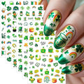 6 Sheets St Patricks Day Nail Stickers Lucky Rainbow Clover Nail Art Stickers Irish Flag Horseshoe Hat Beer Gold Coins Shamrocks Nail Decor 3D Self-Adhesive St. Patrick's Day Nail Decals for Women
