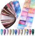 DANNEASY 300 Sheets Holographic Nail Foils Film, Iridescent Nail Art Transfer Foil Stickers Marble Leopard Print Foil Paper Sheets Starry Sky Star Design Sticker for Nails Decoration Supplies