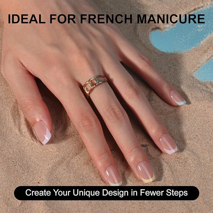 Gel French Tip Nails Short Square French Tip Press on Nails SXVME White French Nail Tips 150Pcs Pre-applied Tip Primer Natural Skin Tones Fake Nails Extensions Gel Nail Kit for Women Girls DIY