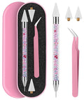 Tatuo Rhinestone Picker Tool Set Wax Pen for Rhinestones Diamond Art Painting Dual Head Dotting Pen with 2 Extra Wax Tips and 1 Nail Art Tweezer for Nail Arts DIY Crafts (Colorful)