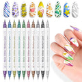 SAVILAND Nail Art Pens Set: 10 Colors Double Ended Quick Dry Nail Polish Pens for Nail Art Design Painting Drawing Liner Brush Dotting Tool Metallic Nail Paint Markers Pen Home Manicure DIY