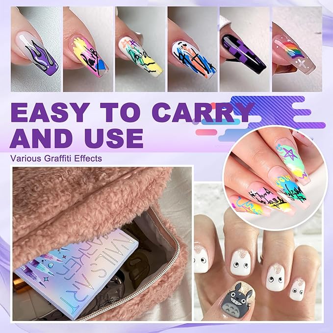 12 Color Nail Art Pens, 0.5 MM Nail Polish Pens Set Drawing Painting Point Liner Acrylic Painted Pen Kit, Waterproof and Quick-drying Nail for DIY Nails Art Design Manicure Tools