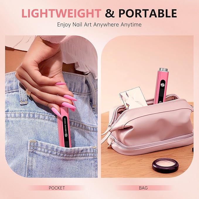 Handheld UV Light for Gel Nails, 3 in 1 Cordless UV Nail Lamp, Cat Eye Magnet & Nail Stamp Nail Light, Rechargeable Nail Dryer, LED Display Flash Cure Lamp, Women Red
