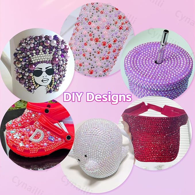 15 Grids Pearls and Resin Rhinestones for Crafting, Purple Red White Bedazzling Gems Kit, Jelly Resin Rhinestones for Nails Face Eyes Makeup Crafts Tumblers Bottles