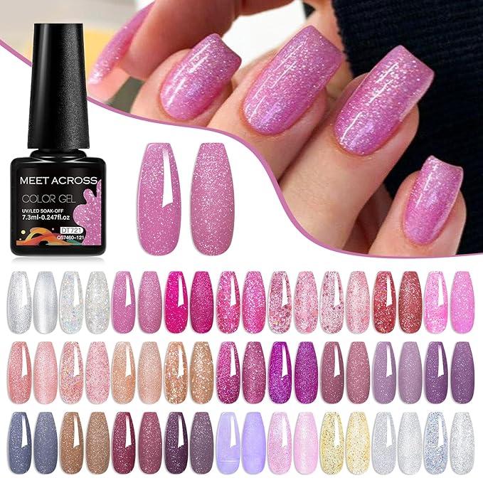 MEET ACROSS 27PCS Gel Nail Polish Set,27 Colors Gel Nail Kit Art Design Soak Off UV LED,Nail Art Design Gifts for Women