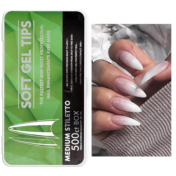 Soft Gel Curved Nail Tips, Full Cover Clear Gelly False Nail, Half Matte Acrylic Fake Nail, Press on Nail Tips Set for Extension, Home DIY Salon Manicure Nail art (Half Cover 5, 550PCS)