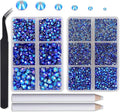 8000pcs Hotfix Rhinestones Flatback,Rhinestones for Crafts Clothes Mixed 6 Sizes, Hotfix Crystals with Wax Pencil Kit, SS4-SS30,Sapphire AB