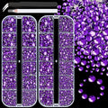 Resin Rhinestones for Crafting, 2 Boxes Dark Violet Flatback Crystals for Bedazzling Crafts DIY Nail Art Deco, Non Hotfix Bulk Gems for Tumbler Shoes Clothing Fabric Face Makeup