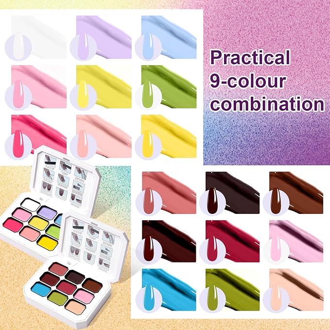 Gradient Painting Gel Set, 18 Bright Pink Brown Ombre Gel Nail Polish Pigment Pat Nails,Long-lasting Silky Texture Highly Saturated French Manicure Soak of UV/Led Home Salon DIY Nail Art