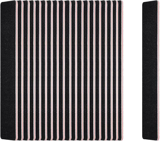 20 Pack Nail Files, 100/180 Grit, Black Professional Reusable Emery Boards Manicure Tool for Acrylic Nails, Nail Buffering Files, Rectangle