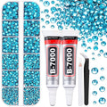 6100Pcs Resin Rhinestones for Crafting with 2Pcs 10ml B7000 Jewelry Glue, 1 Box Flatback Crystals Diamond (Indicolite) for Bedazzling Crafts DIY Nail Art Non Hotfix Gems for Clothing Shoes